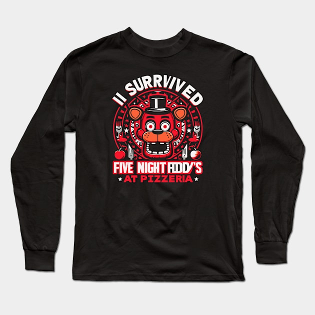 I Survived Five Nights at Freddy's Pizzeria Long Sleeve T-Shirt by Rizstor